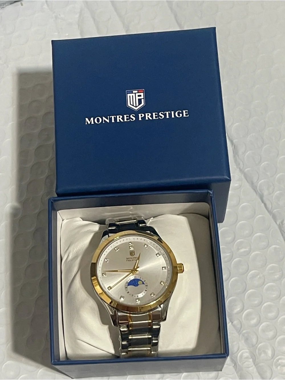 MONTRES PRESTIGE X Invicta Men 42mm Silver Tone Case Silver Metal Dial Gold Band